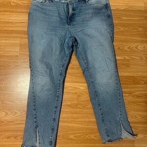 Good American Light Blue Ankle-Slit Jeans